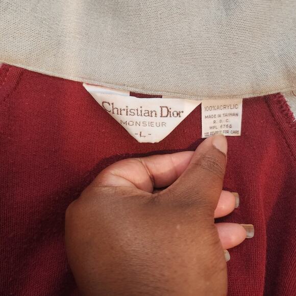 Vintage Christian Dior Monsieur Striped Burgundy & Gray Zipped Jacket Size Large - Picture 10 of 13